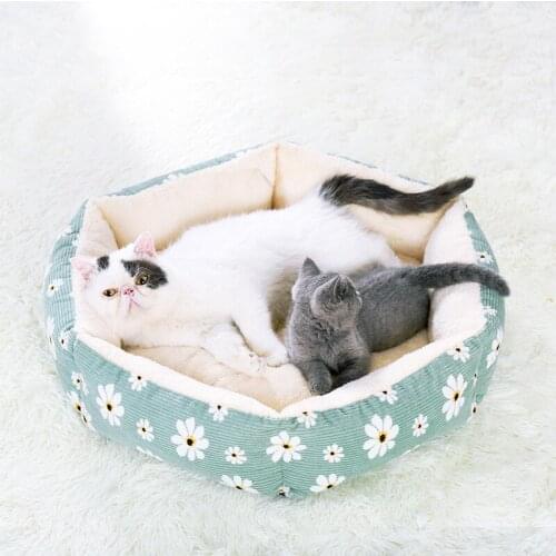 Winter Cotton Plush Super Soft Pet Bed Kennel Dog Round Cat Winter Warm Sleeping Bag Puppy Cushion Mat Portable Cat Supplies