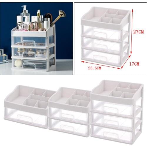 1/ 2/3 Layer Cosmetic Storage Makeup Rack Drawer Organizer Display Box for Vanity Plastic Makeup Organizer Brush Storage Box