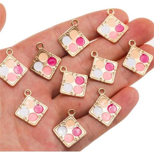10pcs/lot Eyeshadow Palette Bag Alloy Enamel Charm For Women DIY Earring Necklace Bracelet Jewelry Making Accessory