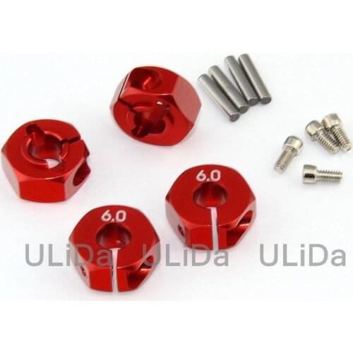 4pcs Aluminum 6.0 Wheel Hex 12mm Drive With Pins & Screw HSP HPI Tamiya Car Red Blue