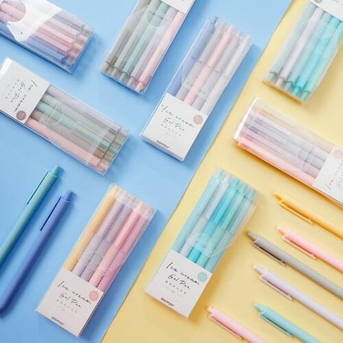 5pcs Icecream Gel Pen Set Sweet Mint Purple Pink Color Design 0.5mm Roller Ball Pens Black Ink Writing Office School F264