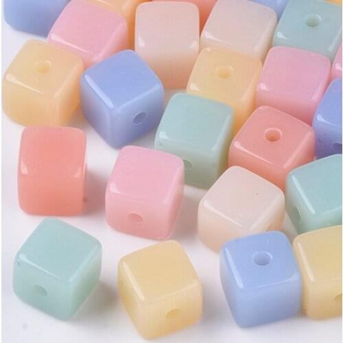 200pcs 12mm Acrylic Beads Cube Mixed Color Cute Imitation Jelly for Jewelry Making DIY Bracelet Necklace 12x12x12mm