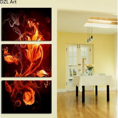 Unframed 3 Pcs Wall Art Abstract Flower Canvas Print Painting Picture Canvas Picture HD Picture Home Decoration Living Room