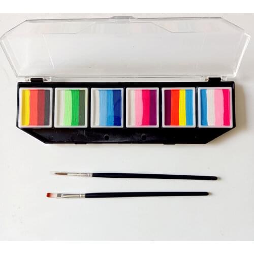 Body Art Sports Kids Makeup Rainbow Split Cakes Face Paint Water Based Halloween Six Color Professional Layering Box