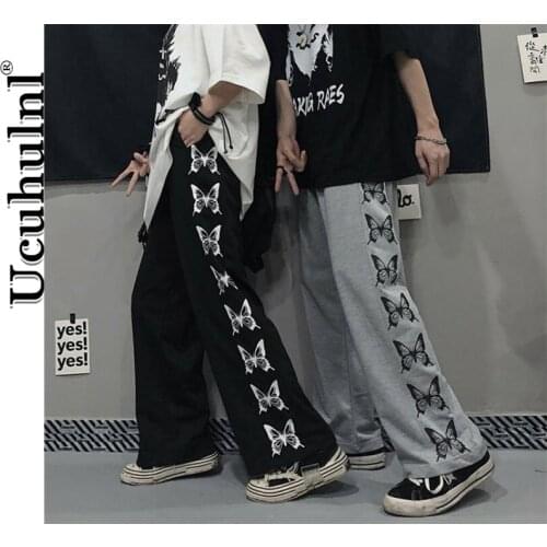 Ucuhulnl Pants Women Printed Leisure Chic Unisex Couples Trousers Harajuku Womens Loose Daily Setreetwear Hip-hop Ins Retro
