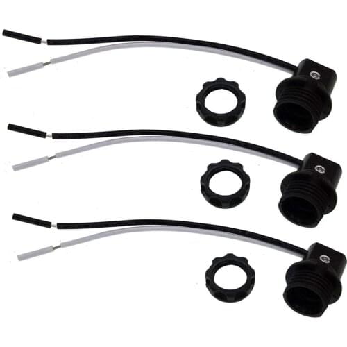 Candelabra Base Lamp Holder Light Socket Thread Phenolic Socket with 6 Inch Wire Leads and Ring