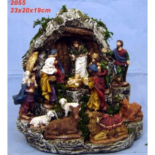 EUROPEAN BOUTIQUE HAND PAINTED CHRISTMAS MANGER GROUP SCULPTURE ICON CHRISTMAS GIFT CHRIST RELIGIOUS CRAFTS