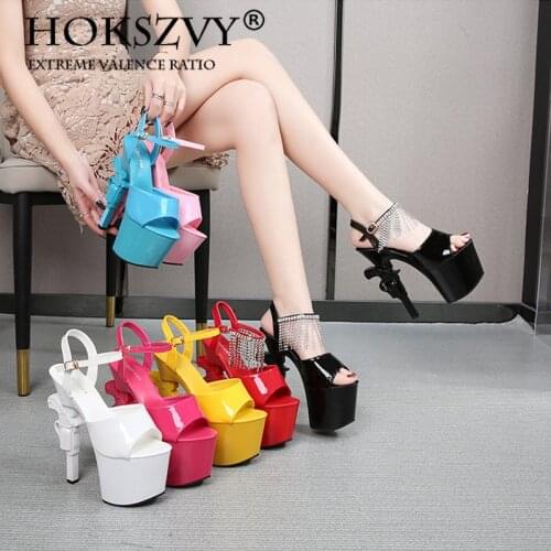 HOKSVZY Women Shoes Summer Sandals Heels Pole Dance High-heeled Sandals Clear High Heels Platform Diamonds Sandals LFD
