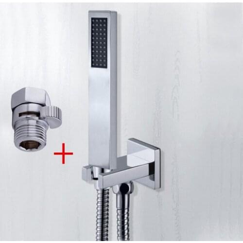 Chrome copper handheld wall shower set with brass shower holder shower shut off valve and 1.5m shower hose TH018
