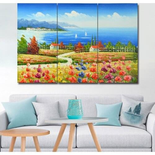 Oil painting Seaside scenery 3 p HD Canvas Painting Modern Home Decoration Living Room Canvas Print Painting Wall Decor Picture