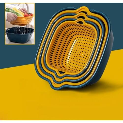 Kitchen Storage Basket Multi-use Fruits and Vegetables Drainer Cleaning and Storing Safe Material Kitchen Draining Organzier NEW