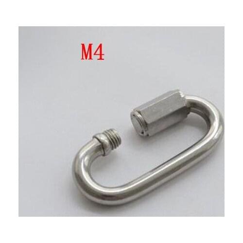 M4 SS304 Stainless Steel Quick Link Screw Lock Hook , Carabiner with lock, 10pcs/lot