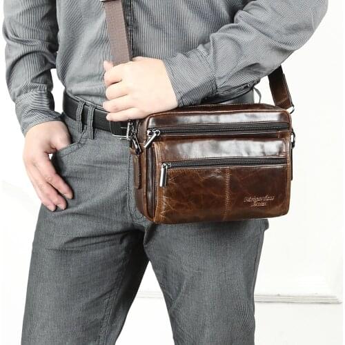 Male Office Handbags Ipad Tablet Bags Vintage Genuine Leather Shoulder Bag Men Messenger Bags Business Crossbody Bag