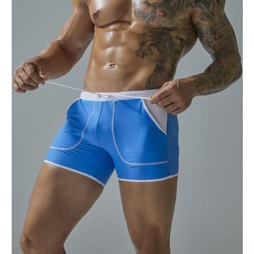 Mens Summer Swimwear Quick Drying Swimsuit Sexy Swimming Trunks For Man Beach Briefs With Pocket Shorts Surfing Board Shorts