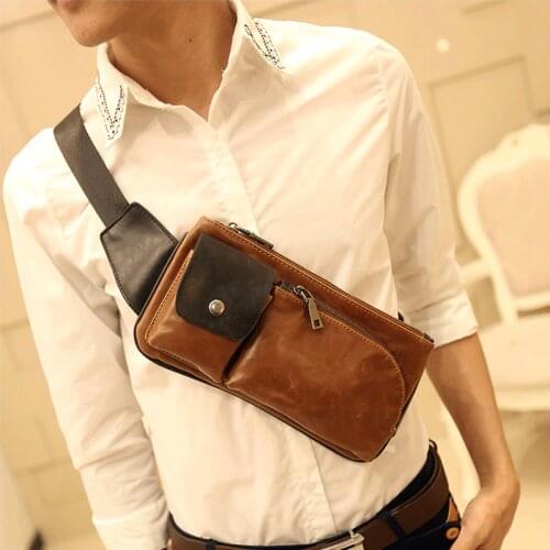 2019 New Arrival Vintage Leather Men Messenger Bags High Quality Casual Small Chest Packs Brown Shoulder Bags Bolsos