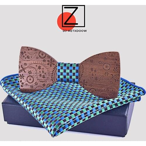 Mens Bowtie Classic Paisley Wooden Bow tie Business Wedding Shirts Polyester Bowknot Bow Ties for Men Cravats Accessories Sets