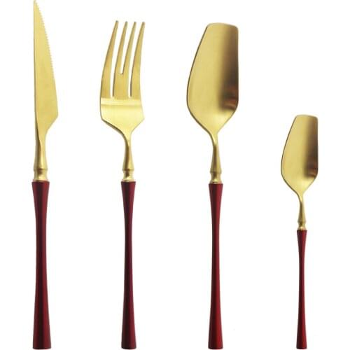 1/4/6Set Matte Gold 304 Stainless Steel Cutlery Set Dinnerware Set Western Food Tableware Flatware Fork Knive Spoon For Home