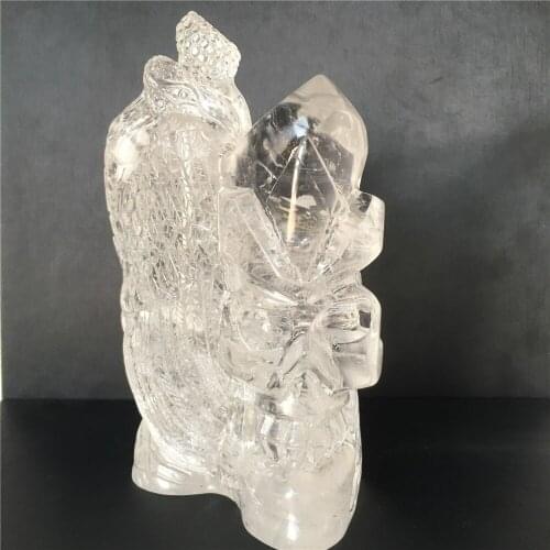 Natural quartz crystal the Skull King guarded by the Phoenix home decoration chakras treatment Halloween DIY gift Reiki