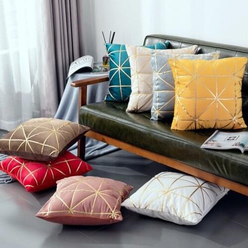 PU Appliques Embroidery Pillow Cover Beige Yellow Blue Red Velvet Cushion Cover Home Decorative PillowCase PillowSham 45x45cm