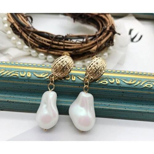 Irregular Imitation Pearls Drop Earrings Clip Elegant Fashion Party Accessories For Women Female
