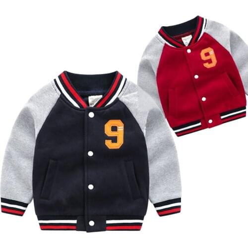Fall Soft Fleece Boys Baseball Jacket Cotton Spring Winter Kids Coat Fashion Outfit Quality Clothes