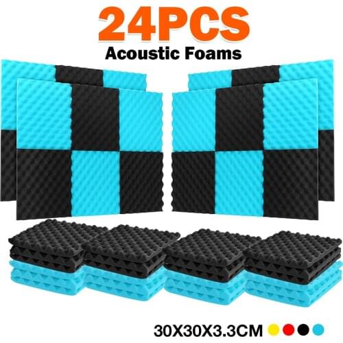 12PCS Durable Soundproof Foam Studio Foams Acoustic Wall Panel Sound insulation Foam Studio Wall Tiles 11.81*11.81*0.98inch