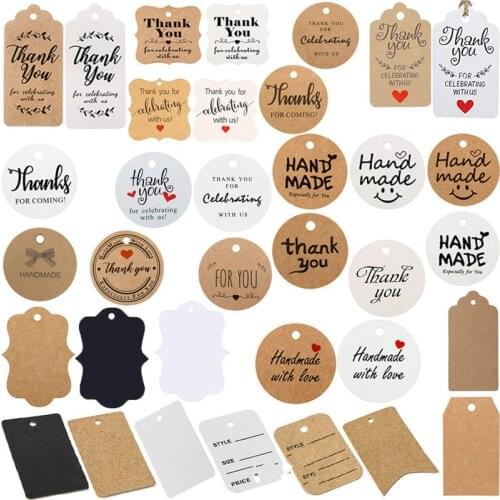 100pcs Kraft Brown /white Gift Tags with 20m Rope Thank You Paper tags for Wedding baby Shower Christmas Label Party Decoration