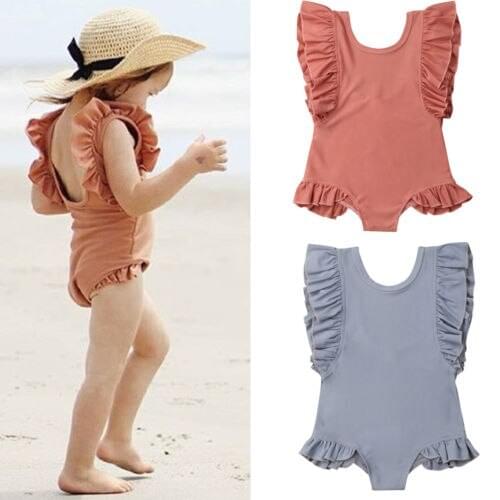 Holiday Toddler Kids Baby Girls Ruffles Swimwear Swimsuit Bathing Swimming Sunsuit