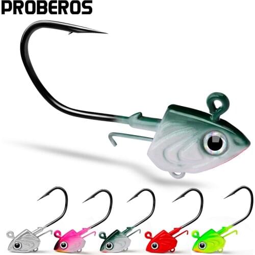 PROBEROS 10pcs/lot High Carbon Steel Hooks 30-35-45g Jigging Head Fishhooks Durable Head Fishing Hooks For Soft Worm Baits