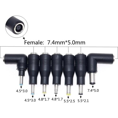 DC 7.4x5.0mm 7.4*0.6 Female To 7.4 5.0mm 4.5*0.6 4.8*1.7mm 5.5*2.1/5.5 2.1mm Male Jack for HP / DELL Laptop Power Adapter Plug