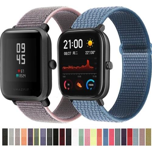 20MM Nylon Loop Strap For Xiaomi Huami Amazfit Bip/Bip S U GTS 2 2E Mini Smart Watch Band Women Bracelets For Amazfit GTR 42MM