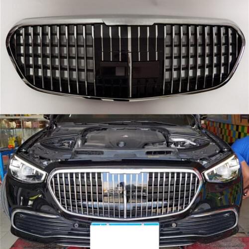 For Benz S-Class W223 Modified to Maybach 2021 S450 S400 styling center grille ABS Front Bumper grill Vertical Bar Middle Grill