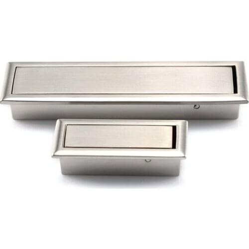 HJY Hidden Furniture Pulls Handle Brushed Nickel Recessed Flush Silver Hardware Zinc Alloy Closet Cabinet Handle Knobs C23002