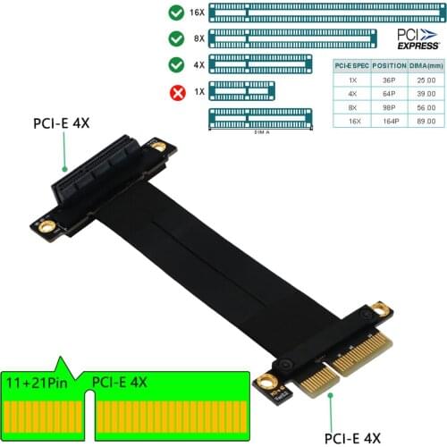 XT-XINTE PCI-e PCI Express 4X Extension cable 270° Reverse PCI-E Slot for PCI-E 1X/4X/8X/16X for Motherboard Extender Converter