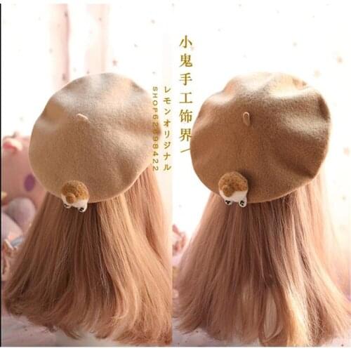 Vintage Mori Girl Kawaii Plush Corgi dog Beret Autumn Winter Sweet Lolita Berets Flat Cap Womens Warm Cute Painter Hat B480