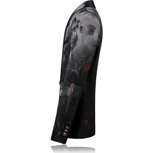 High Quality Luxury Mens Blazer 2020 New Slim Fit Wedding Party Blazers Mens Single Button Floral Blazer Coat Plus Size M-4XL