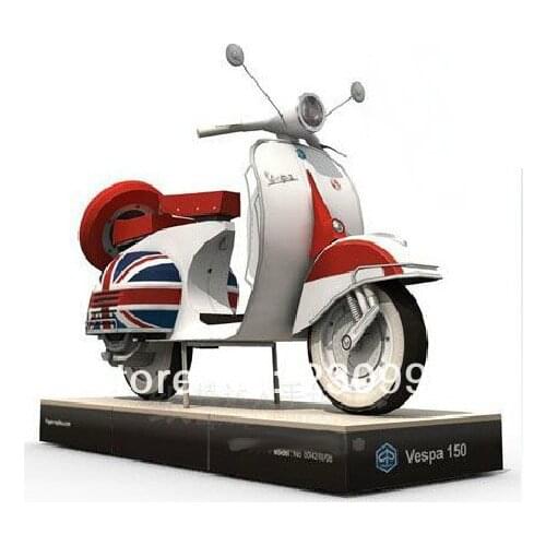 Top Quality High Simulation Classic Vespa 125 motorcycle 3D Paper Craft Model DIY Assembled Rome Holiday Paper Modeling Toy