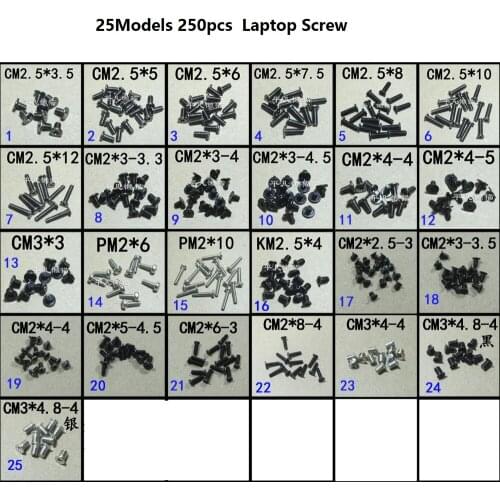 WZSM New 25Models 250pcs Laptop screws Computer repair special screw 1Models 10pcs