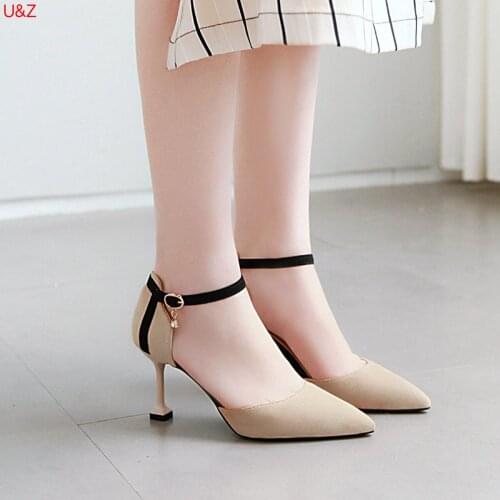 2020 Spring Cat Heels Shoes Small Kitten Heels Sandals Korean Stylish Womens Shoes with Strap Evening Shoes Beige/Black