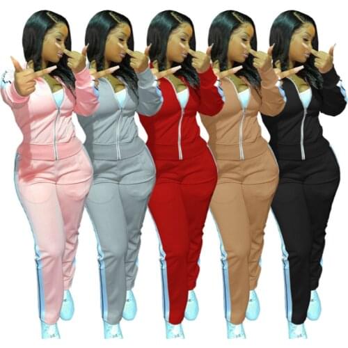 2020 Womens Solid Color Tracksuit Sports Leisure Two Piece Sets Matching Sets Joggers Lounge Wear Outfits for Women