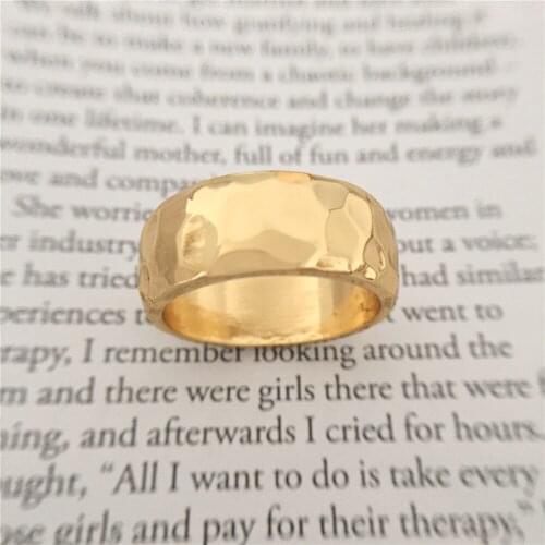 Gold Color 8mm Width Bohemia Rough Ring For Women Girl Simple Decorated Unique Casual Elegant Gorgeous Chic Jewelry Accessory