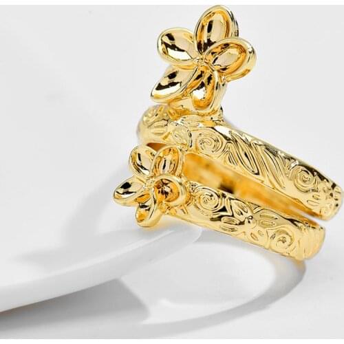 Cring Coco Handmade Romantic Flower Rings Female Fashion Gold Color Plumeria Ring Ladies Engagement Accessories for Women 2021