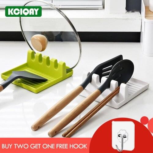 1Pcs Kitchen Spoon Holder Plastic Spoon Rest Fork Spatula Rack Shelf Chopsticks Utensil Holder Non-Slip Pad Kitchen Organizer