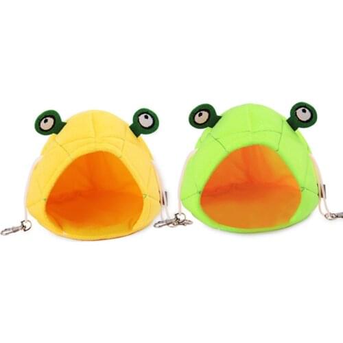 1pc Winter Worm Short Plush Cartoon Frog Shape Hamster Sugar Glider Hammock Cage Hanging Sleeping Bed Cage Small Pet Toy Supply