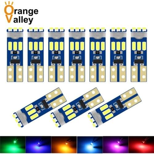 10Pcs T5 3014 SMD W1.2W 73 74 Car LED Lights Super Bright Interior Instrument Lamps DC 12V