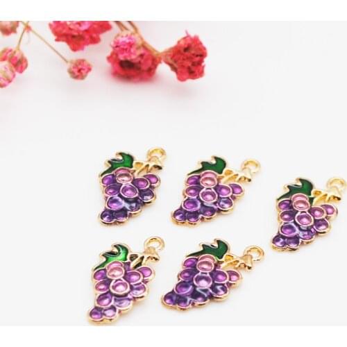 20pcs/pack 9*17MM Fashion Grape Fruit Enamel Charms Alloy Pendant Fit Bracelet Earring DIY Fashion Jewelry Accessories