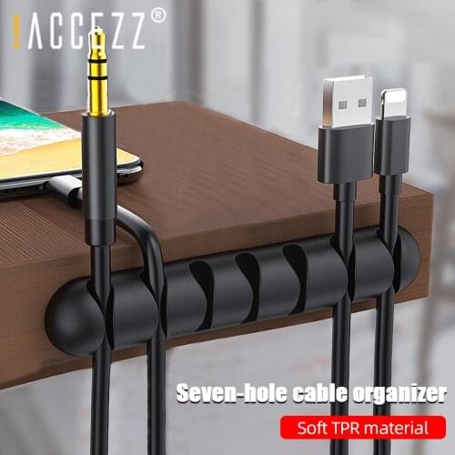 !ACCEZZ 3pcs USB Cable Organizer Silicone Wire Winder Earphone Holder Mouse Cord Phone Line Desktop Bedroom Management Accessory