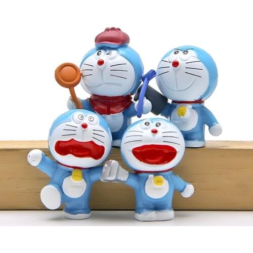4PCS/Lot Cartoon Micro Garden Landscape Decoration Doraemon with Friends Mini Action Figures Toys for Children Christmas Gifts