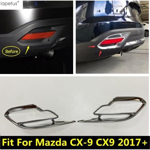 Lapetus Accessories Fit For Mazda CX-9 CX9 2017 - 2020 ABS Rear Fog Lights Lamp Molding Cover Kit Trim 2 Piece / Chrome Kit