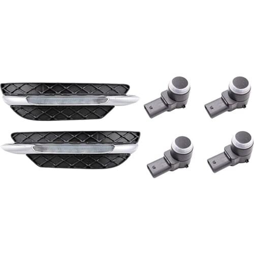 2 Set for Mercedes-Benz Car Accessories: 1 Set LED Daytime Running Lamp DRL Fog Lamp & 1 Set Parking Sensor